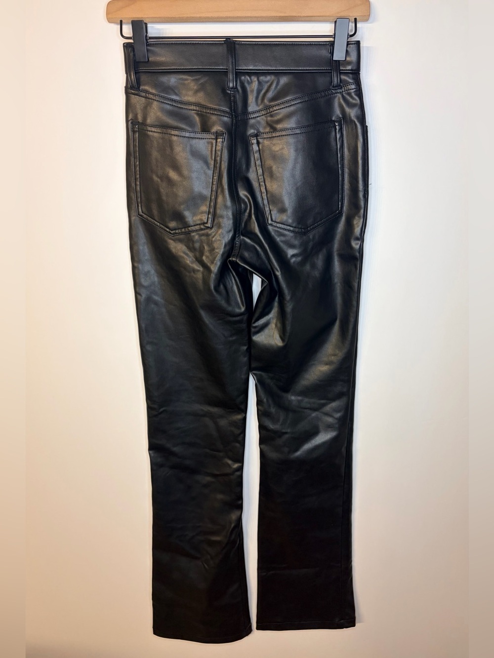 Abercrombie & Fitch Black The ‘90s Boot Low Rise Vegan Leather Pants, Size 24/00 - Picture 5 of 9